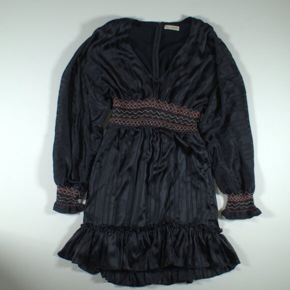 Ulla Johnson Odette Smocked Silk Midnight Dress - Picture 4 of 11